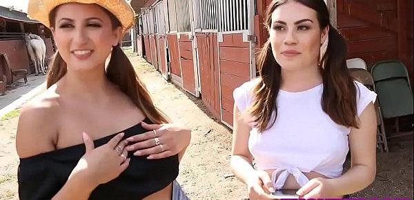  City girl lesbian sex with two cowgirls in a horse ranch